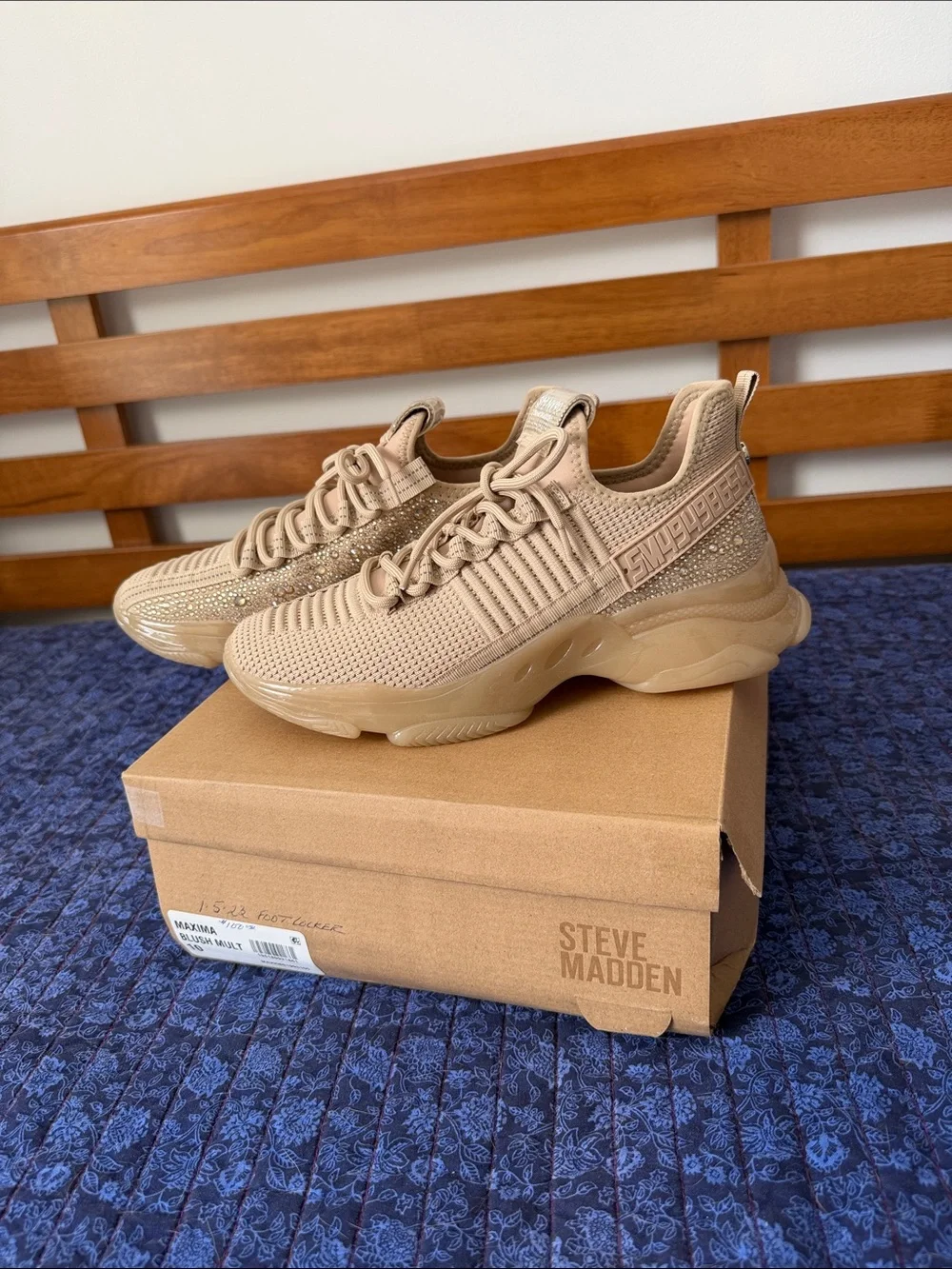 Steve Madden Maxima Blush Rhinestone Gem Sneakers